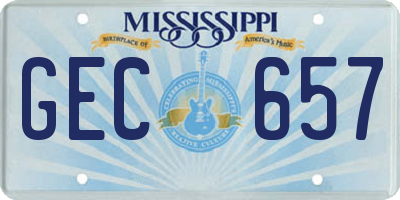 MS license plate GEC657
