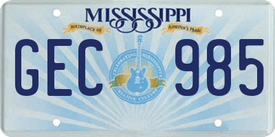 MS license plate GEC985