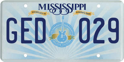 MS license plate GED029