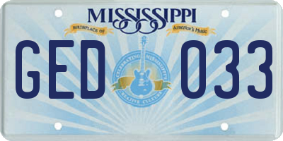 MS license plate GED033