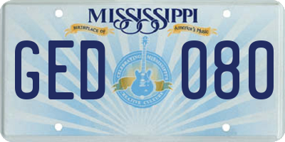 MS license plate GED080