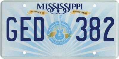 MS license plate GED382