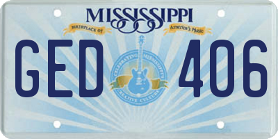MS license plate GED406