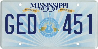 MS license plate GED451