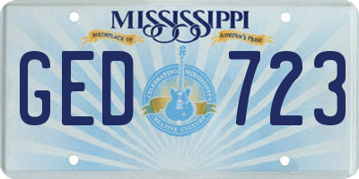 MS license plate GED723