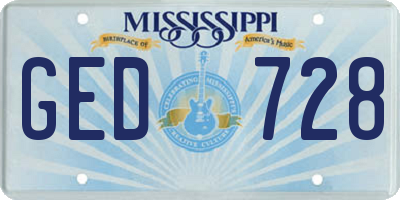 MS license plate GED728