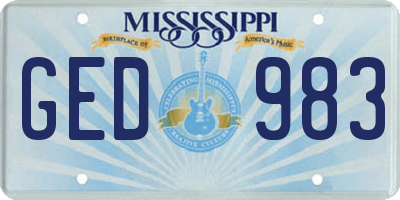 MS license plate GED983