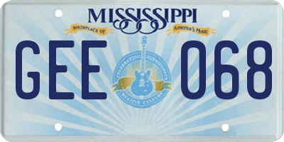 MS license plate GEE068