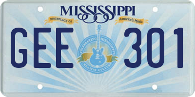 MS license plate GEE301