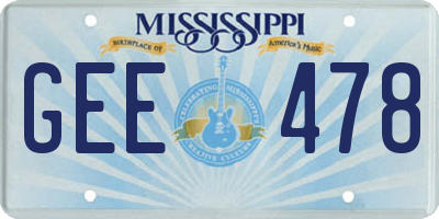 MS license plate GEE478