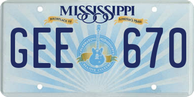 MS license plate GEE670
