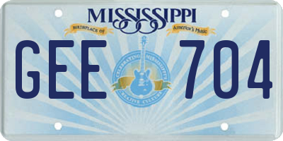 MS license plate GEE704