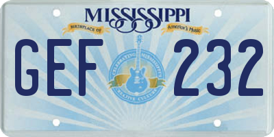 MS license plate GEF232