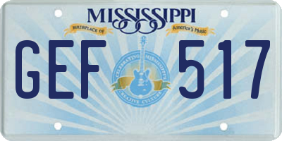 MS license plate GEF517
