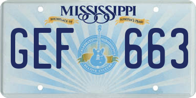 MS license plate GEF663
