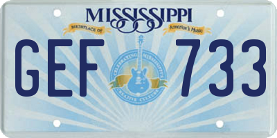 MS license plate GEF733