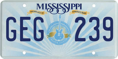 MS license plate GEG239