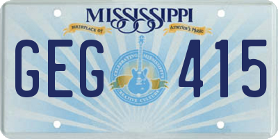 MS license plate GEG415