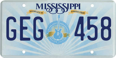 MS license plate GEG458
