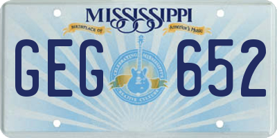 MS license plate GEG652