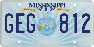MS license plate GEG812
