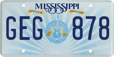 MS license plate GEG878