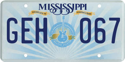 MS license plate GEH067