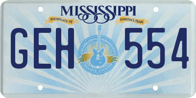 MS license plate GEH554