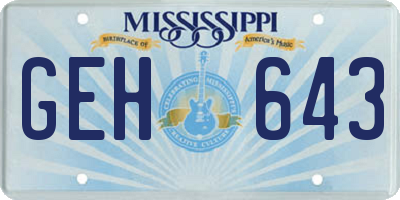 MS license plate GEH643