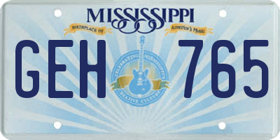 MS license plate GEH765