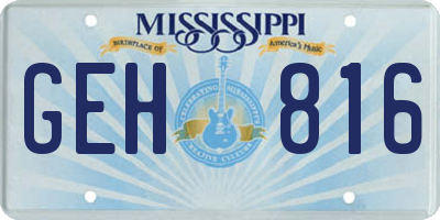 MS license plate GEH816