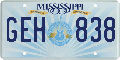 MS license plate GEH838