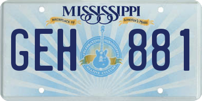 MS license plate GEH881
