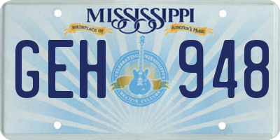 MS license plate GEH948