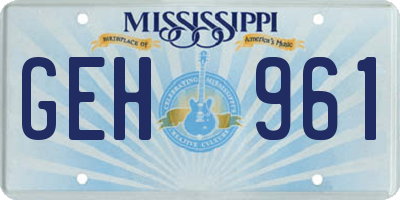 MS license plate GEH961