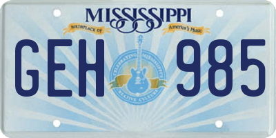 MS license plate GEH985