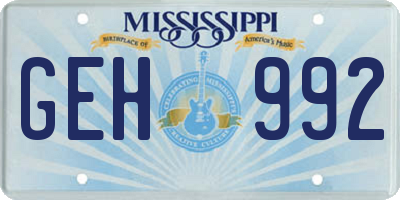 MS license plate GEH992