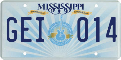 MS license plate GEI014