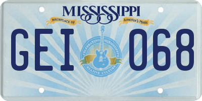 MS license plate GEI068