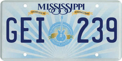 MS license plate GEI239