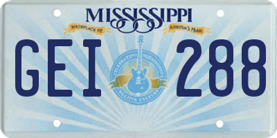 MS license plate GEI288