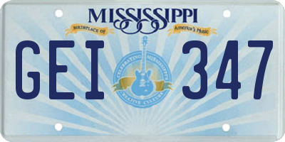 MS license plate GEI347