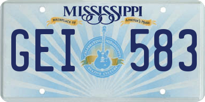MS license plate GEI583