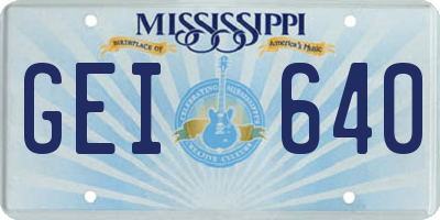 MS license plate GEI640