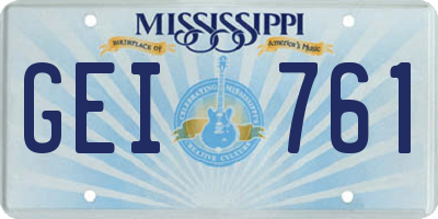 MS license plate GEI761