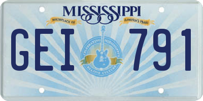 MS license plate GEI791