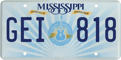 MS license plate GEI818