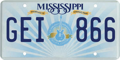 MS license plate GEI866