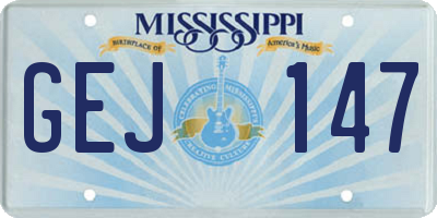 MS license plate GEJ147