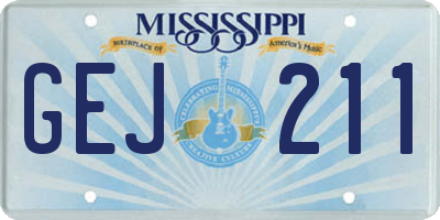 MS license plate GEJ211